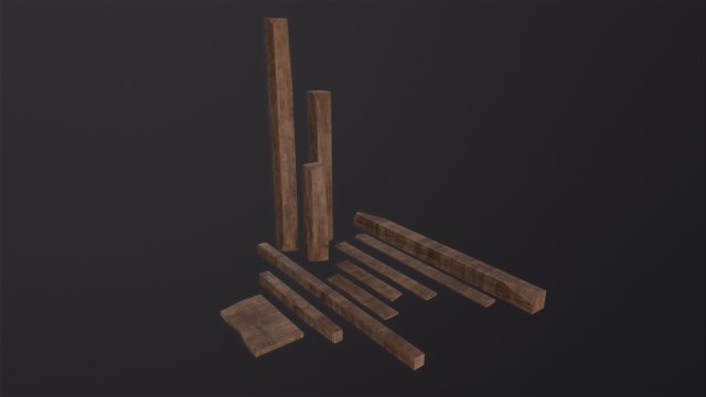 Wooden Planks and Beams 3D 모델 .c4d .max .obj .3ds .fbx .stl .blend 