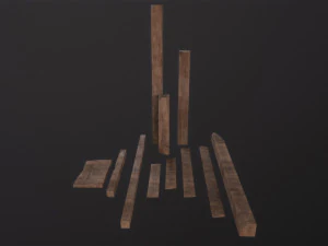 Wooden Planks and Beams 3D Model