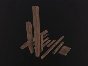 Wooden Planks and Beams 3D Model