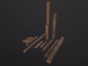 Wooden Planks and Beams 3D Model