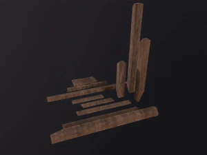 Wooden Planks and Beams 3D Model