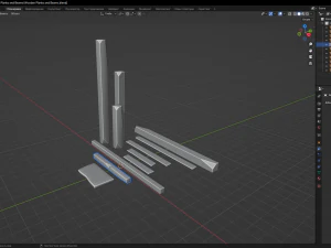 Wooden Planks and Beams 3D Model