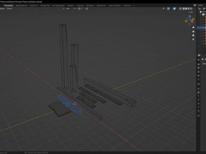 Wooden Planks and Beams 3D Model
