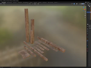 Wooden Planks and Beams 3D Model