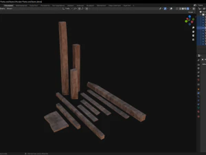 Wooden Planks and Beams 3D Model