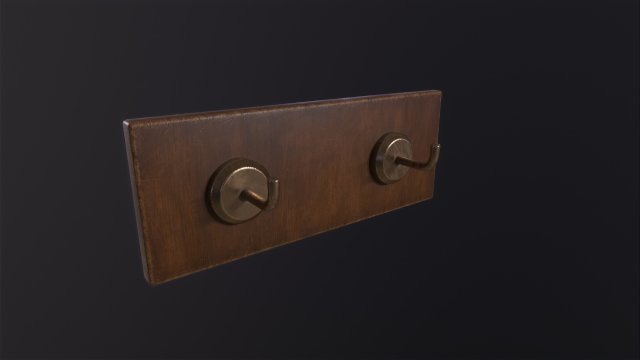 Wooden hook rack Model 3D .c4d .max .obj .3ds .fbx .stl .blend 
