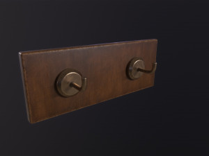 Wooden hook rack 3D Модель