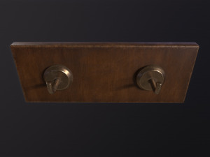 Wooden hook rack Model 3D