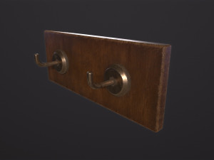 Wooden hook rack Model 3D