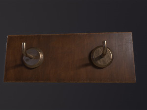Wooden hook rack Model 3D