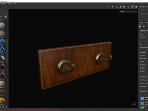 Wooden hook rack Model 3D