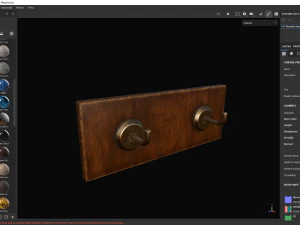 Wooden hook rack 3D Model