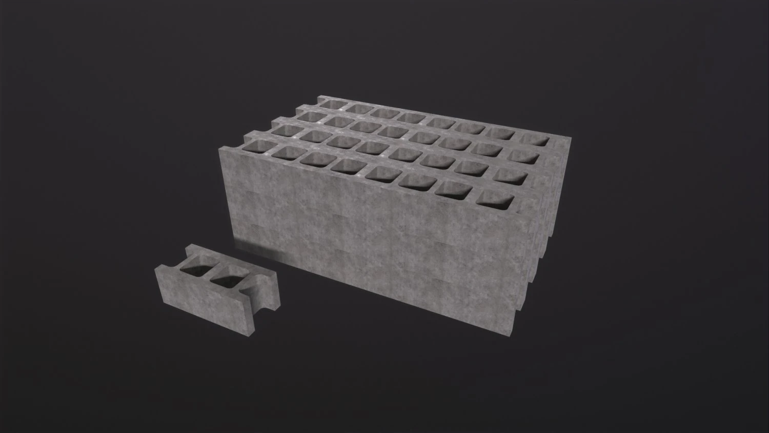 Cinder Blocks 3D Model .c4d .max .obj .3ds .fbx .stl .blend 