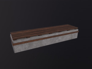 Worn Wooden Bench Block 3D Model