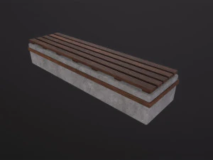 Worn Wooden Bench Block 3D Model