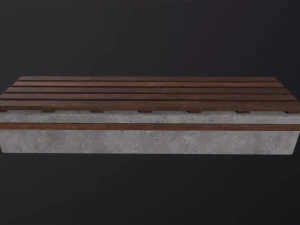 Worn Wooden Bench Block 3D Model