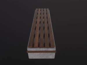 Worn Wooden Bench Block 3D Model