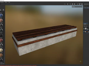 Worn Wooden Bench Block 3D Model