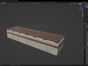 Worn Wooden Bench Block 3D Model