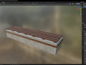 Worn Wooden Bench Block 3D Model