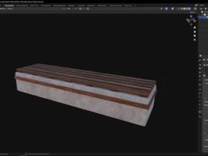 Worn Wooden Bench Block 3D Model
