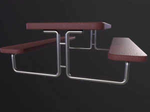 School Picnic Table 3D Model