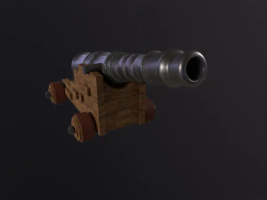 Old Iron Naval Cannon 3D Model