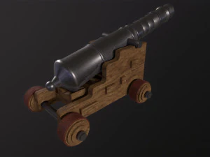 Old Iron Naval Cannon 3D Model