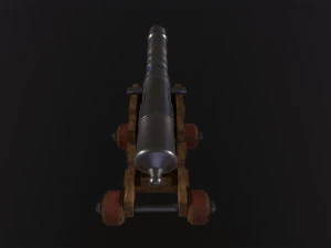 Old Iron Naval Cannon 3D Model