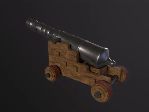 Old Iron Naval Cannon 3D Model