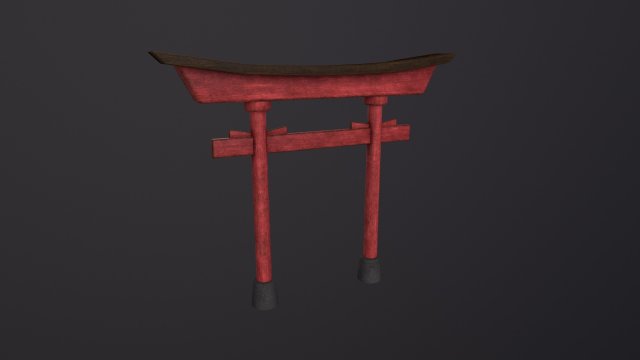 Old Japanese Torii Gate 3D Model .c4d .max .obj .3ds .fbx .stl .blend 
