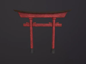 Old Japanese Torii Gate 3D Model