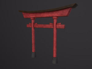 Old Japanese Torii Gate 3D Model