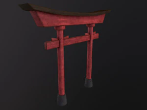 Old Japanese Torii Gate 3D Model