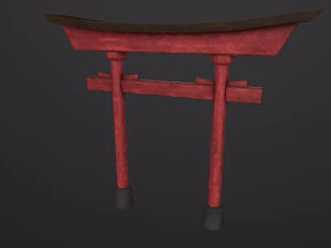 Old Japanese Torii Gate 3D Model