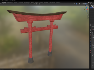 Old Japanese Torii Gate 3D Model