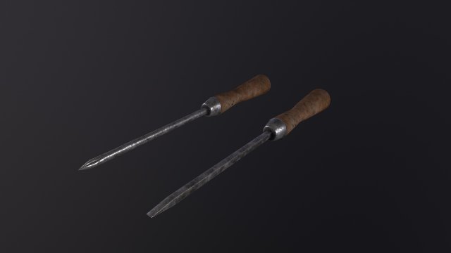 Old Flathead and Phillips Screwdrivers Model 3D .c4d .max .obj .3ds .fbx .stl .blend 
