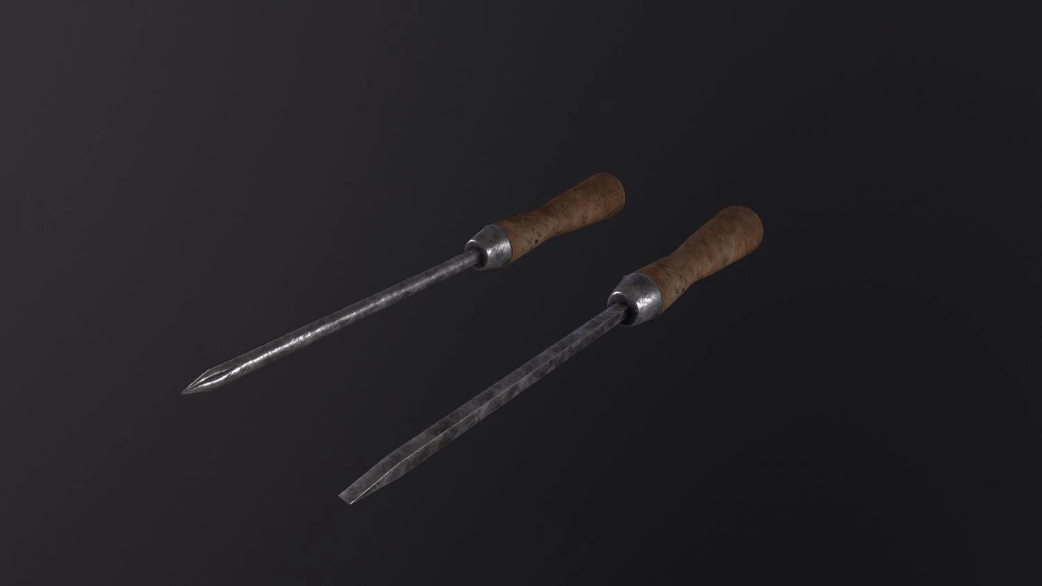 Old Flathead and Phillips Screwdrivers 3D Model .c4d .max .obj .3ds .fbx .stl .blend 