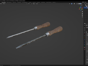Old Flathead and Phillips Screwdrivers Model 3D