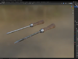 Old Flathead and Phillips Screwdrivers 3D Model
