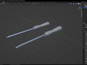 Old Flathead and Phillips Screwdrivers 3D Model
