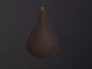 Botol Air Kulit Abad Pertengahan Model 3D
