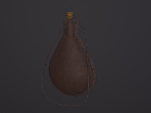 Medieval Leather Water Bottle 3D Model