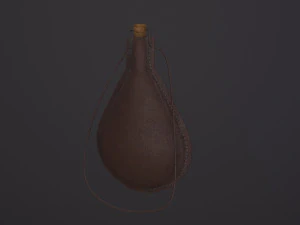 Medieval Leather Water Bottle 3D Model