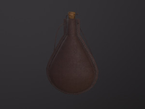 Medieval Leather Water Bottle 3D Model