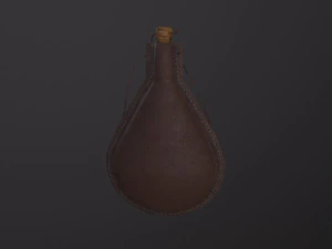 Medieval Leather Water Bottle 3D Model