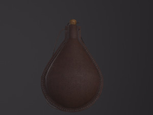 Medieval Leather Water Bottle 3D Model