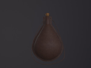 Medieval Leather Water Bottle 3D Model