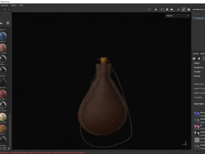 Medieval Leather Water Bottle 3D Model