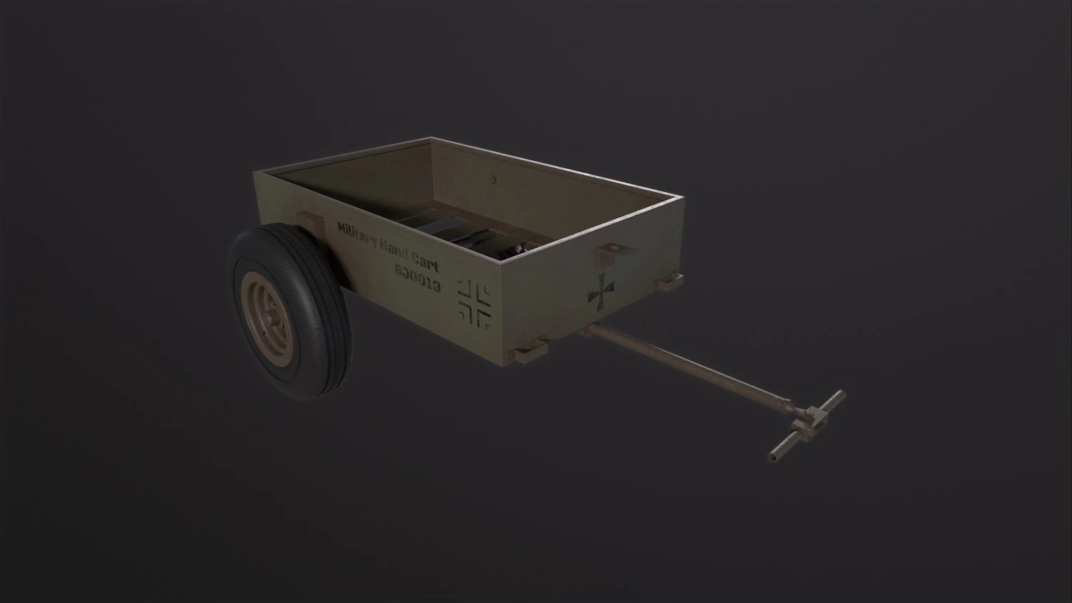 Military Hand Cart 3D Model .c4d .max .obj .3ds .fbx .stl .blend 